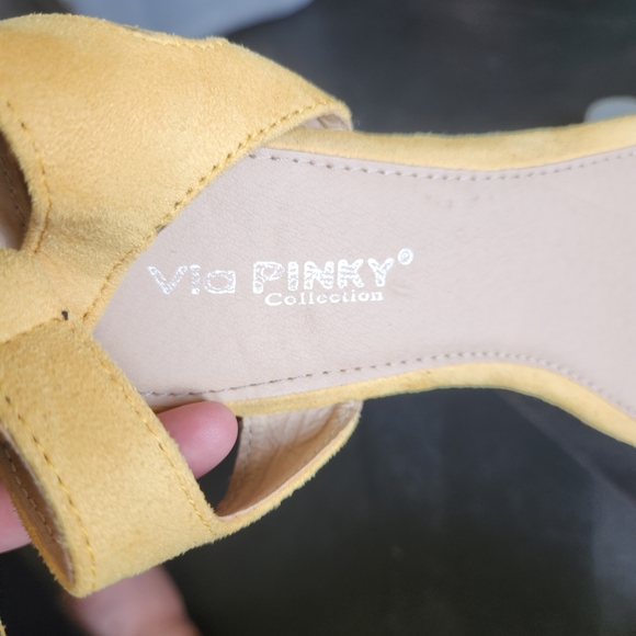 Pinky Yellow Sandals with Ankle Tassels - Picture 2 of 4